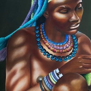 Original oil on canvas artwork, Nursing mother